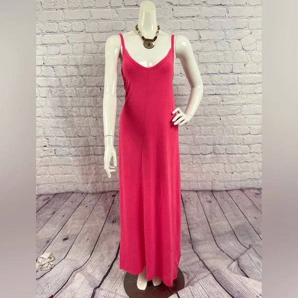 Brand New Fuchsia V Neck Maxi W/Pockets Various color slightly may vary - Picture 2 of 13